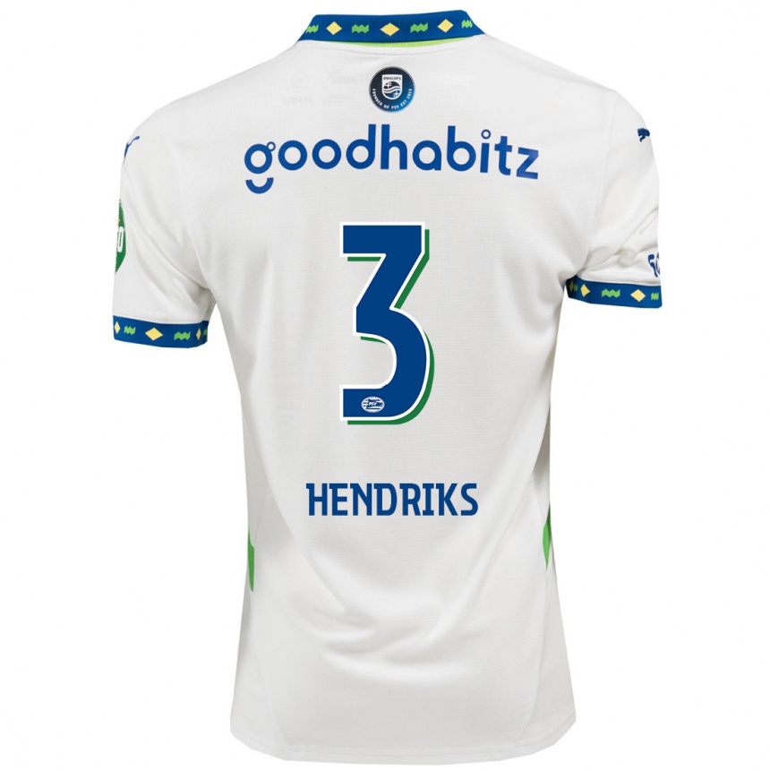 Enfant Football Maillot Gwyneth Hendriks #3 Blanc Bleu Foncé Troisieme 2024/25