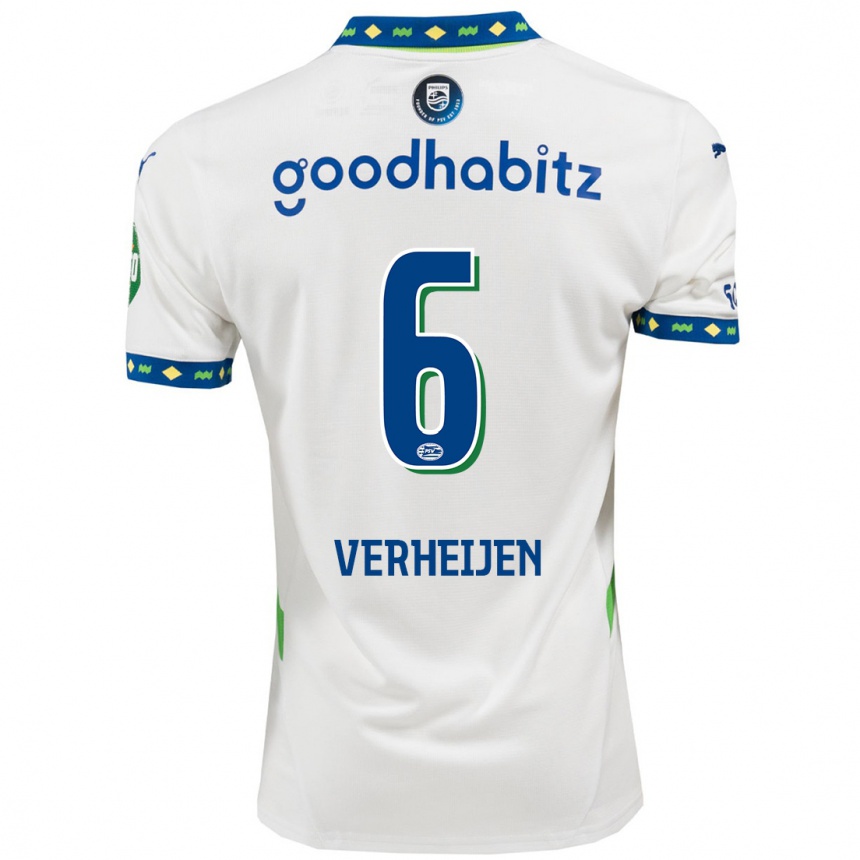 Enfant Football Maillot Janneke Verheijen #6 Blanc Bleu Foncé Troisieme 2024/25