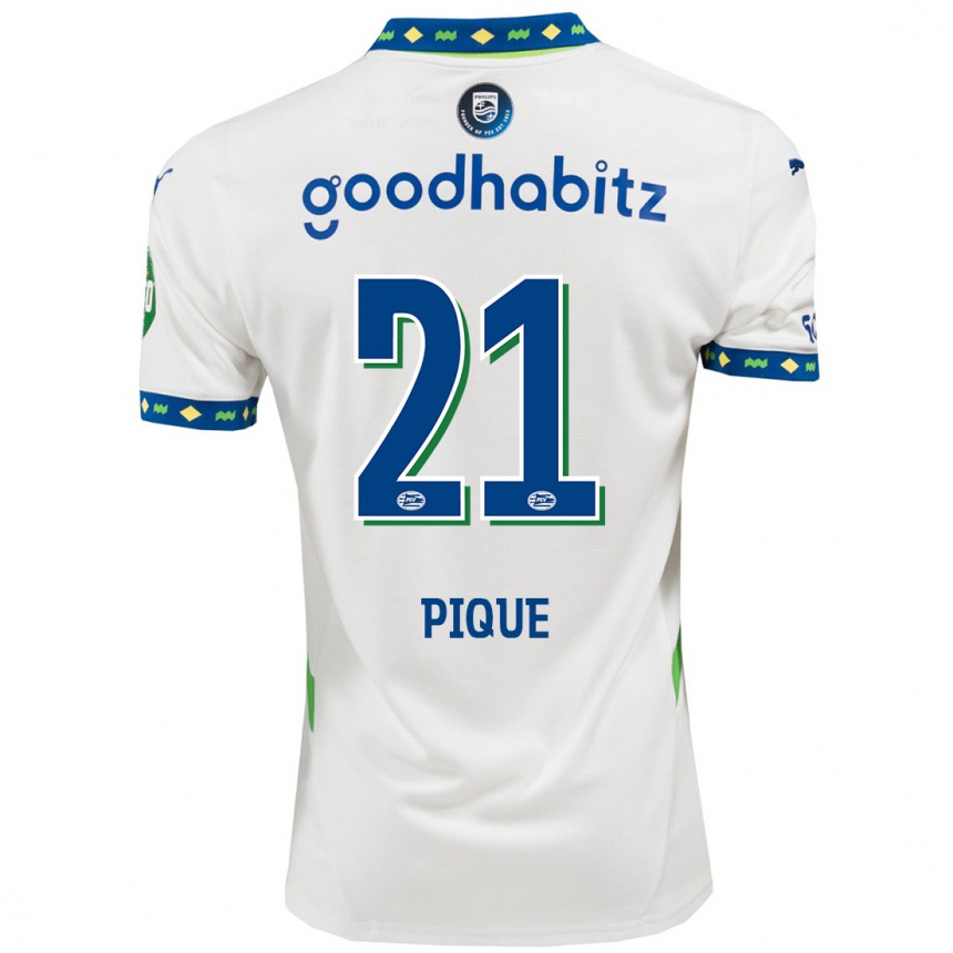 Enfant Football Maillot Naomi Piqué #21 Blanc Bleu Foncé Troisieme 2024/25