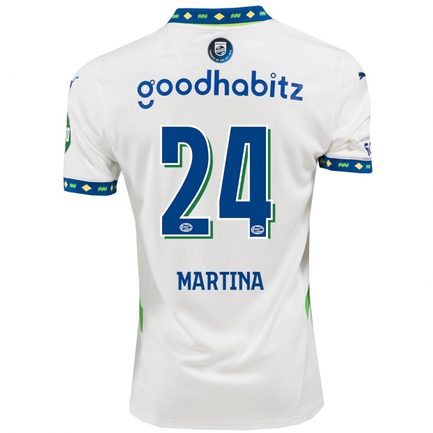 Enfant Football Maillot Shijona Martina #24 Blanc Bleu Foncé Troisieme 2024/25