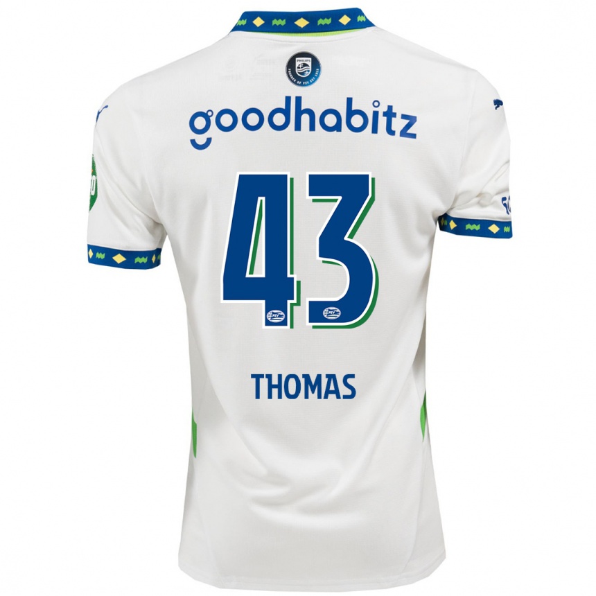 Enfant Football Maillot Kealyn Thomas #43 Blanc Bleu Foncé Troisieme 2024/25