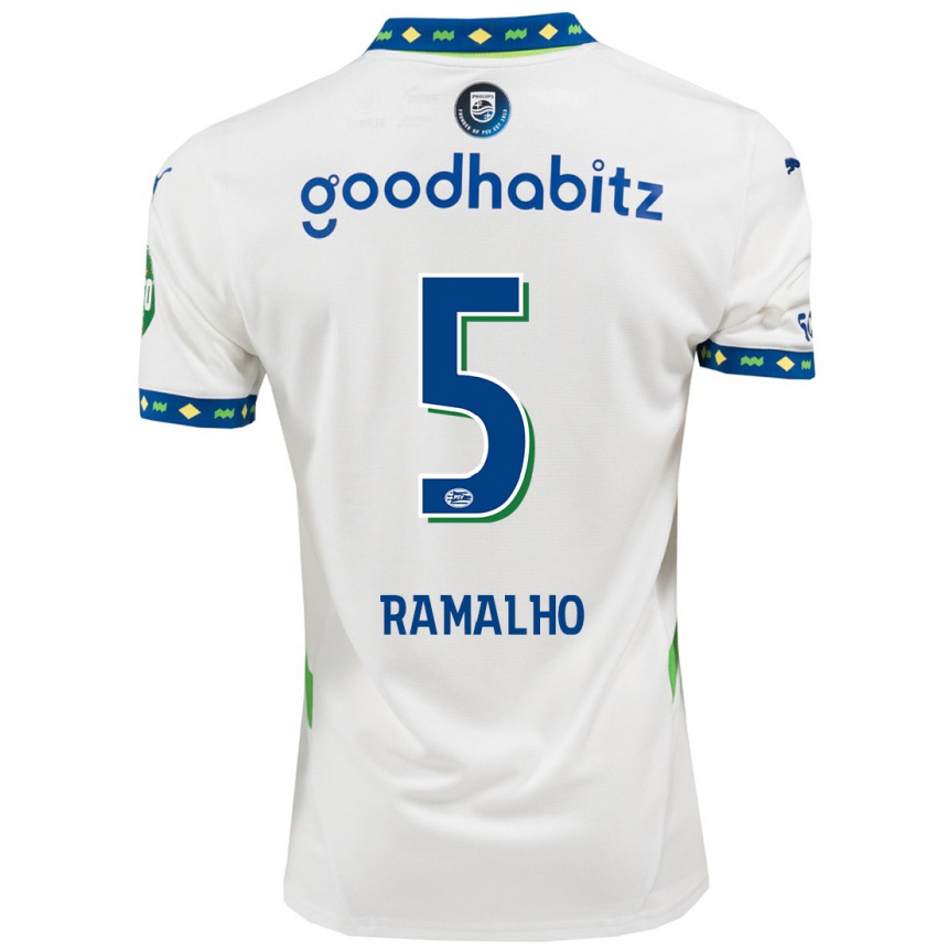 Enfant Football Maillot André Ramalho #5 Blanc Bleu Foncé Troisieme 2024/25