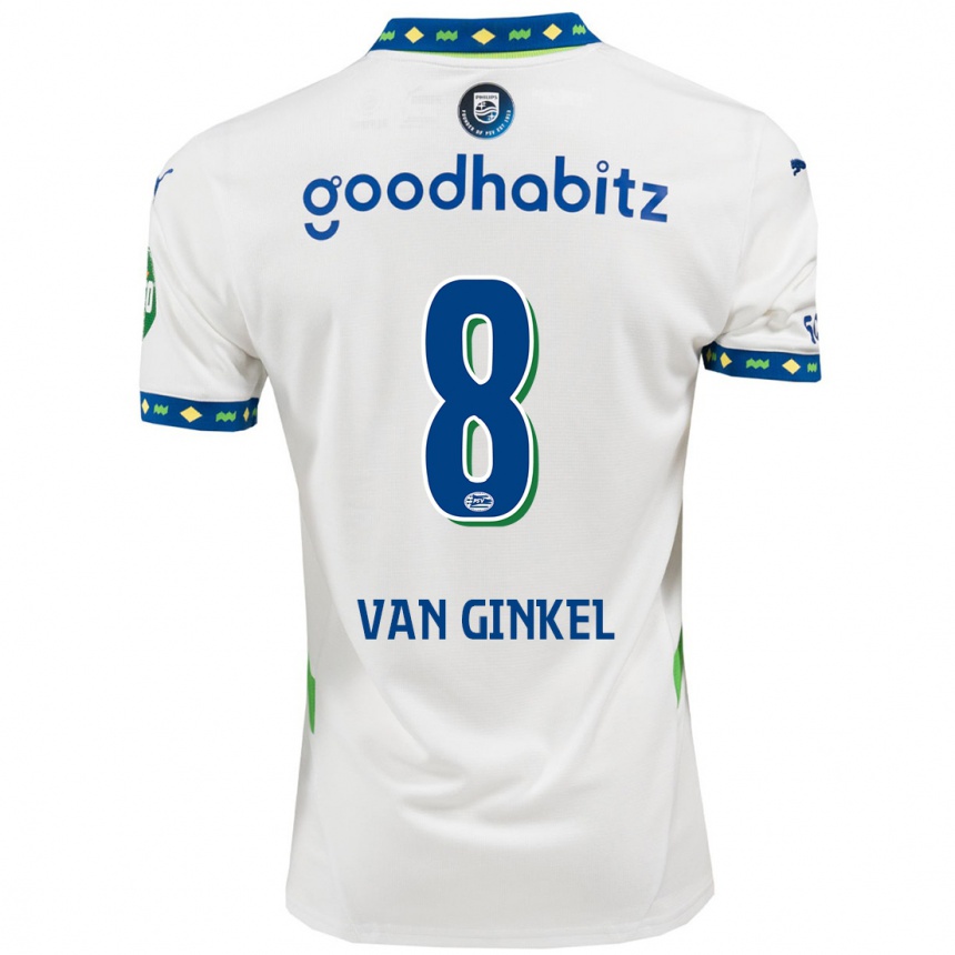 Enfant Football Maillot Marco Van Ginkel #8 Blanc Bleu Foncé Troisieme 2024/25