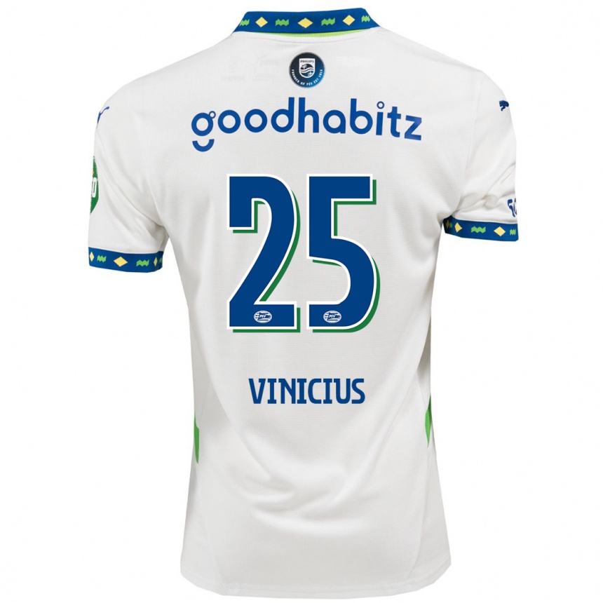 Enfant Football Maillot Carlos Vinicius #25 Blanc Bleu Foncé Troisieme 2024/25