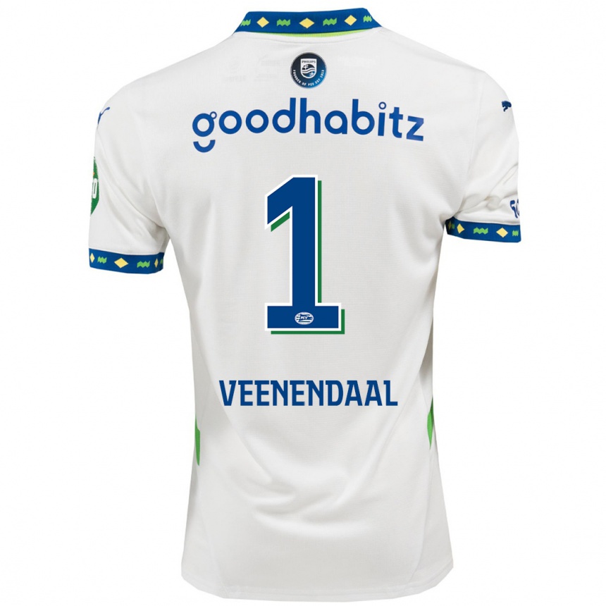 Enfant Football Maillot Sari Van Veenendaal #1 Blanc Bleu Foncé Troisieme 2024/25