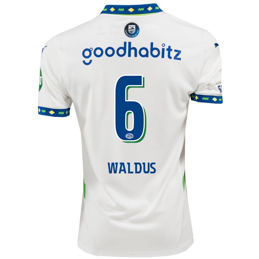 Enfant Football Maillot Maruschka Waldus #6 Blanc Bleu Foncé Troisieme 2024/25