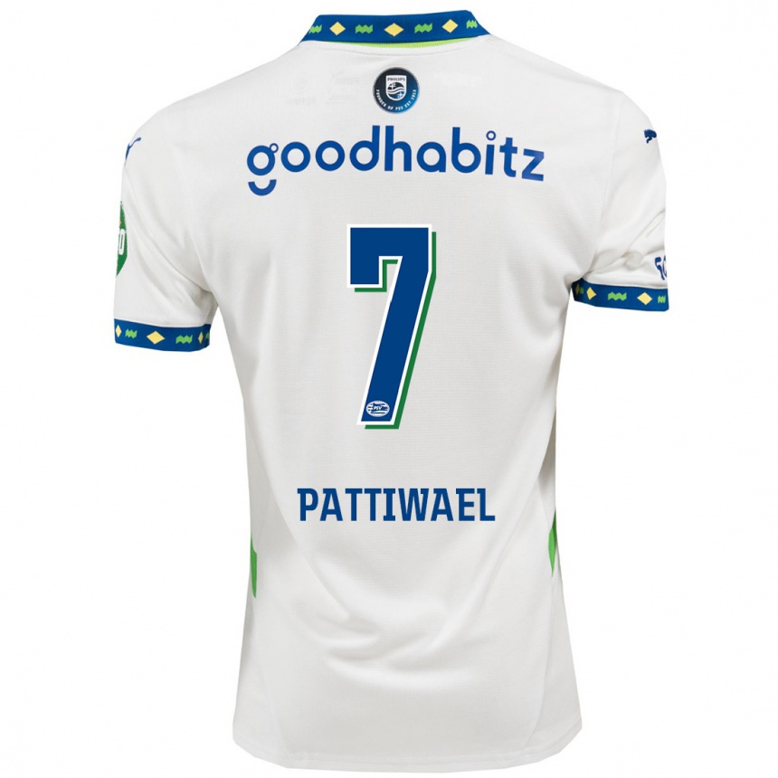 Enfant Football Maillot Naomi Pattiwael #7 Blanc Bleu Foncé Troisieme 2024/25