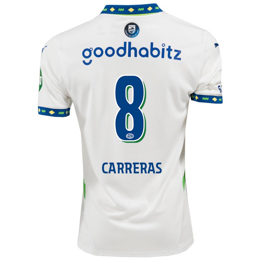 Enfant Football Maillot Georgina Carreras #8 Blanc Bleu Foncé Troisieme 2024/25