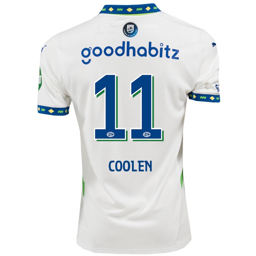 Enfant Football Maillot Nadia Coolen #11 Blanc Bleu Foncé Troisieme 2024/25