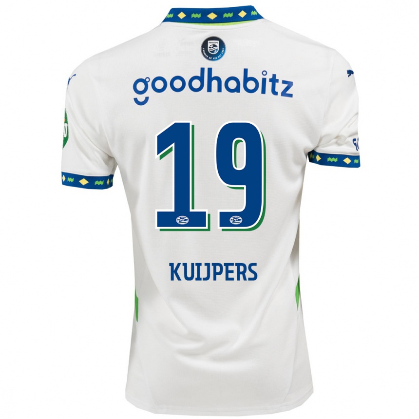 Enfant Football Maillot Jeslynn Kuijpers #19 Blanc Bleu Foncé Troisieme 2024/25