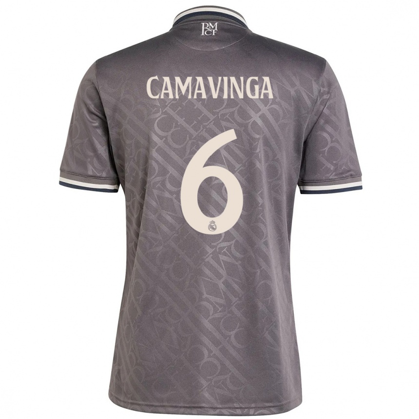 Enfant Football Maillot Eduardo Camavinga #6 Anthracite Troisieme 2024/25