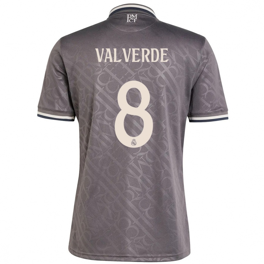 Enfant Football Maillot Federico Valverde #8 Anthracite Troisieme 2024/25