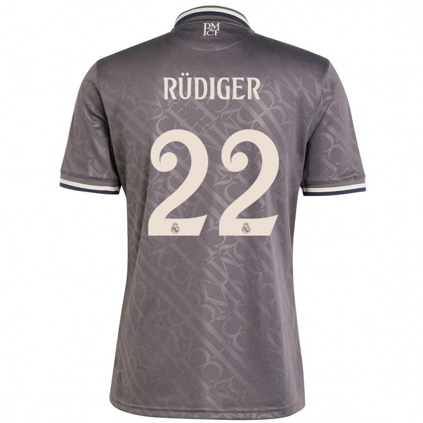 Enfant Football Maillot Antonio Rudiger #22 Anthracite Troisieme 2024/25