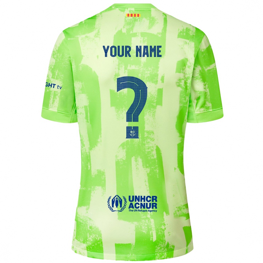 Enfant Football Maillot Votre Nom #0 Citron Vert Troisieme 2024/25