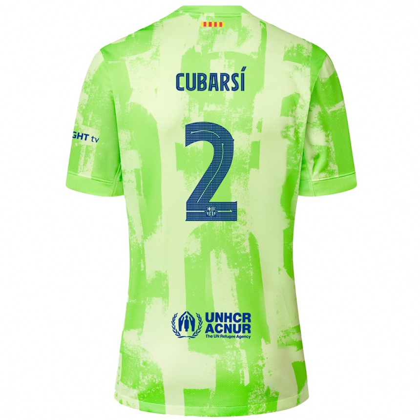 Enfant Football Maillot Pau Cubarsí #2 Citron Vert Troisieme 2024/25