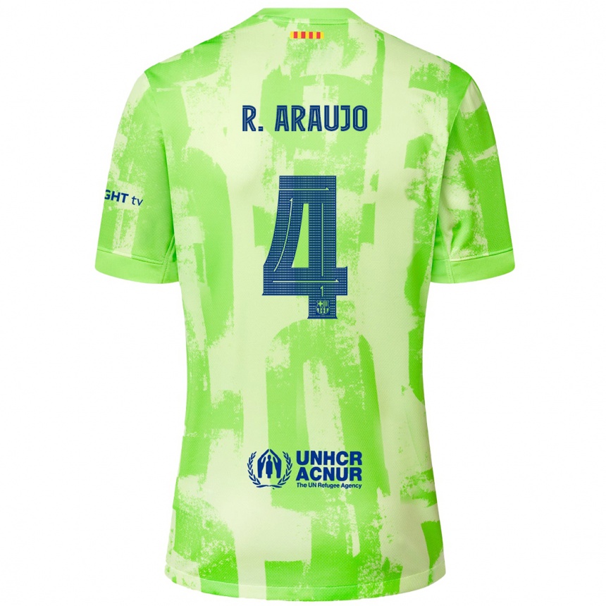 Enfant Football Maillot Ronald Araujo #4 Citron Vert Troisieme 2024/25