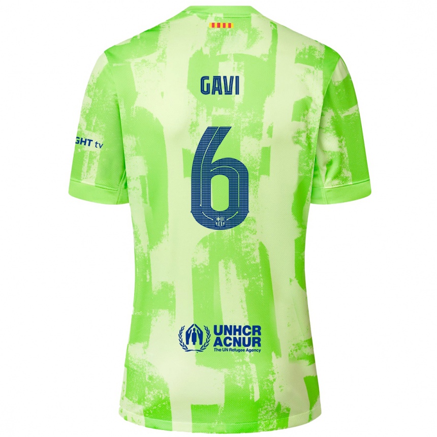 Enfant Football Maillot Gavi #6 Citron Vert Troisieme 2024/25