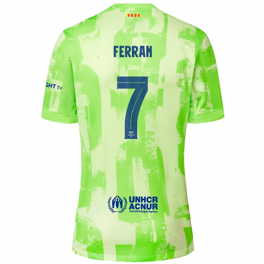 Enfant Football Maillot Ferran Torres #7 Citron Vert Troisieme 2024/25