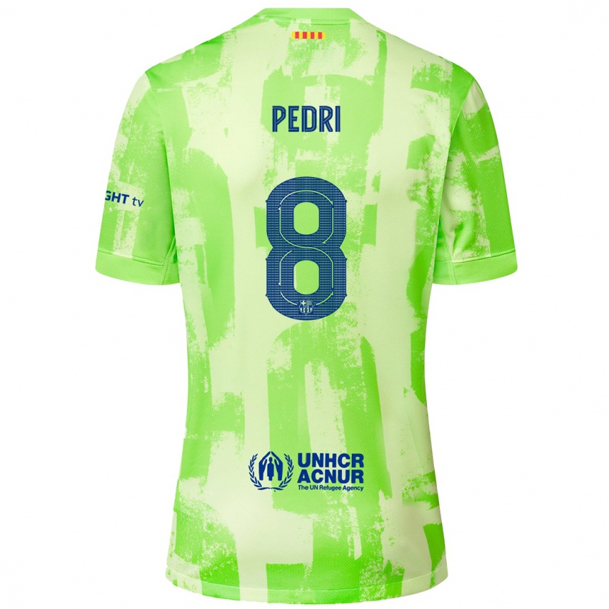 Enfant Football Maillot Pedri #8 Citron Vert Troisieme 2024/25