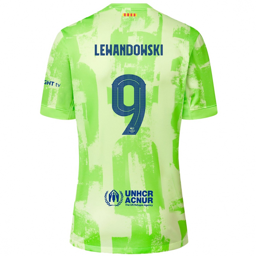 Enfant Football Maillot Robert Lewandowski #9 Citron Vert Troisieme 2024/25