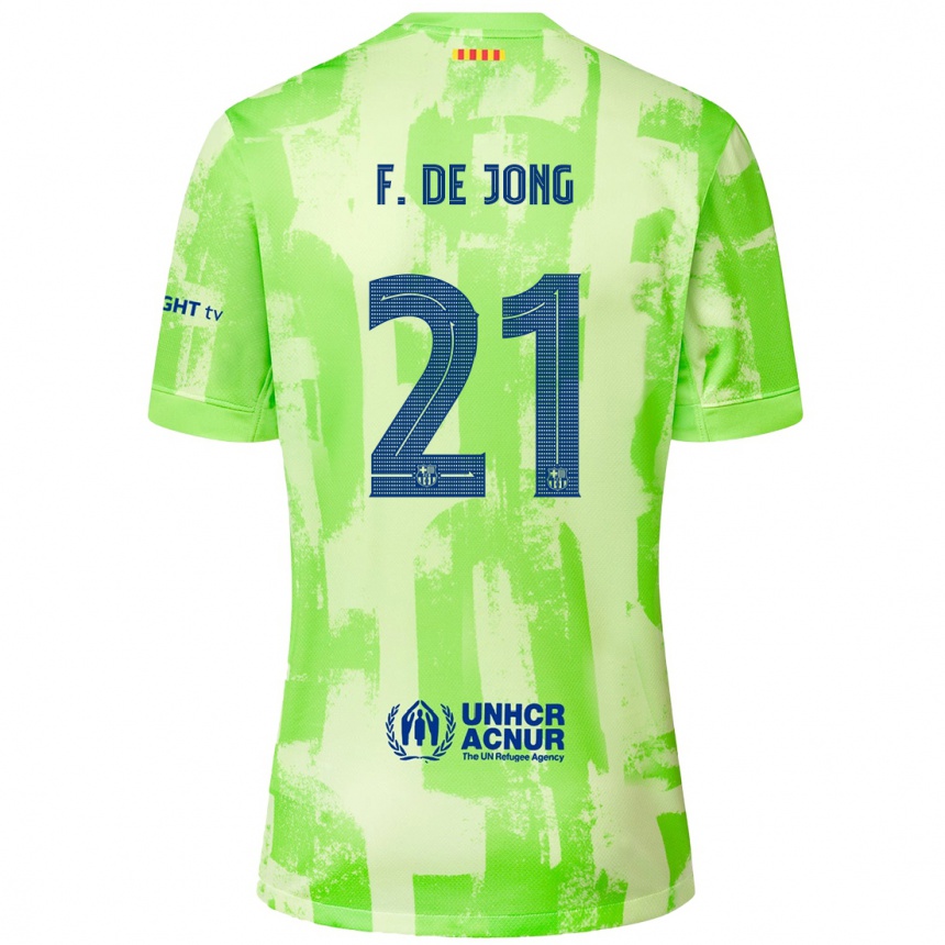 Enfant Football Maillot Frenkie De Jong #21 Citron Vert Troisieme 2024/25