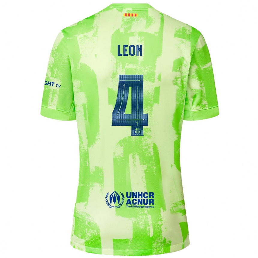 Enfant Football Maillot Maria Pilar Leon #4 Citron Vert Troisieme 2024/25