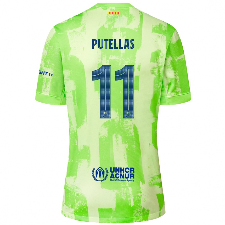 Enfant Football Maillot Alexia Putellas #11 Citron Vert Troisieme 2024/25