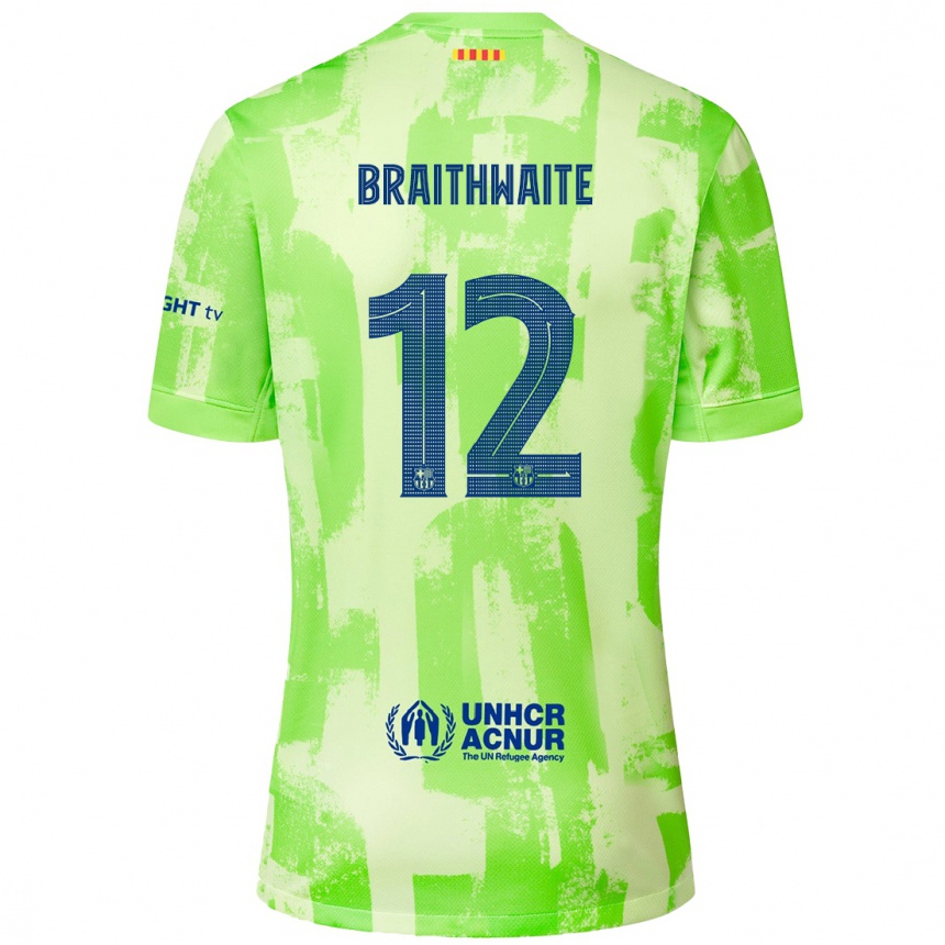 Enfant Football Maillot Martin Braithwaite #12 Citron Vert Troisieme 2024/25