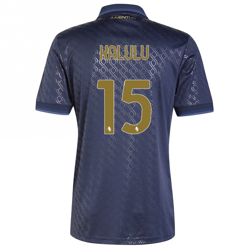 Enfant Football Maillot Pierre Kalulu #15 Bleu Marine Troisieme 2024/25