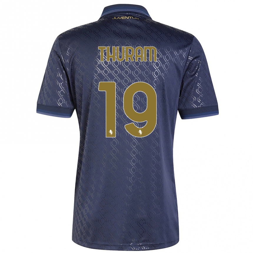 Enfant Football Maillot Khéphren Thuram #19 Bleu Marine Troisieme 2024/25