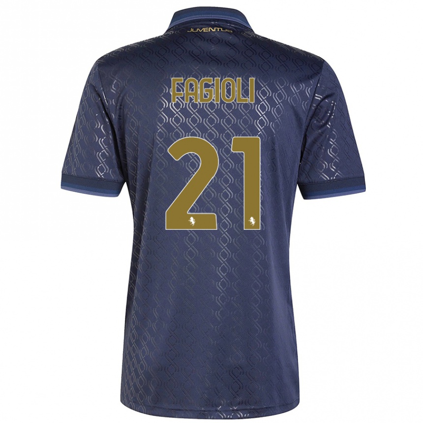 Enfant Football Maillot Nicolo Fagioli #21 Bleu Marine Troisieme 2024/25