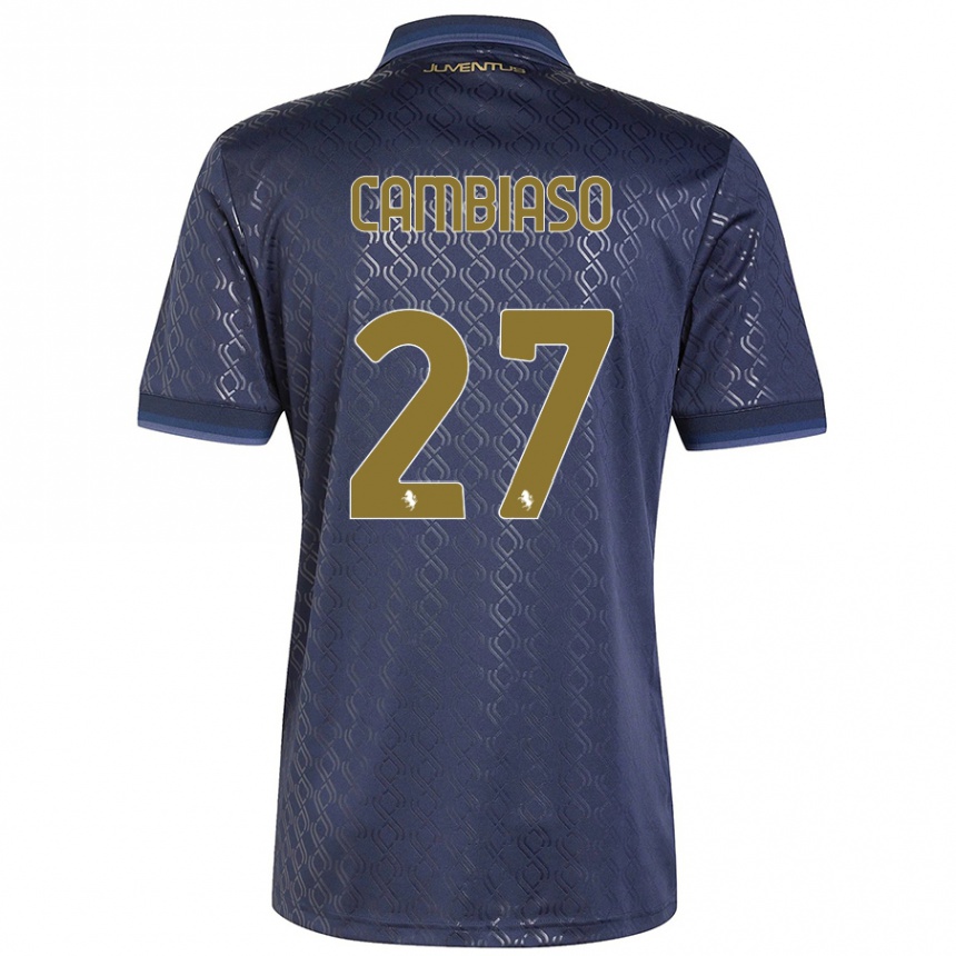 Enfant Football Maillot Andrea Cambiaso #27 Bleu Marine Troisieme 2024/25