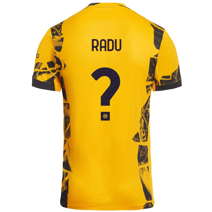 Enfant Football Maillot Andrei Radu #0 Doré Noir Troisieme 2024/25