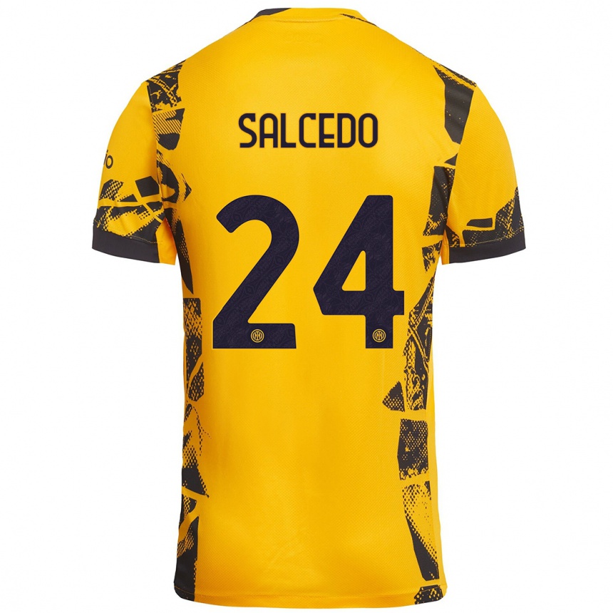 Enfant Football Maillot Eddie Salcedo #24 Doré Noir Troisieme 2024/25