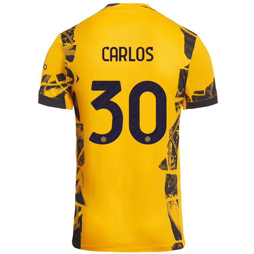 Enfant Football Maillot Carlos Augusto #30 Doré Noir Troisieme 2024/25