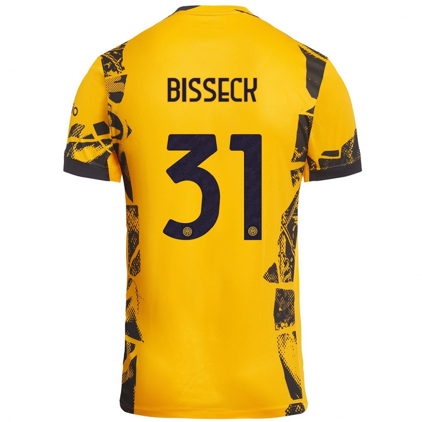 Enfant Football Maillot Yann Bisseck #31 Doré Noir Troisieme 2024/25