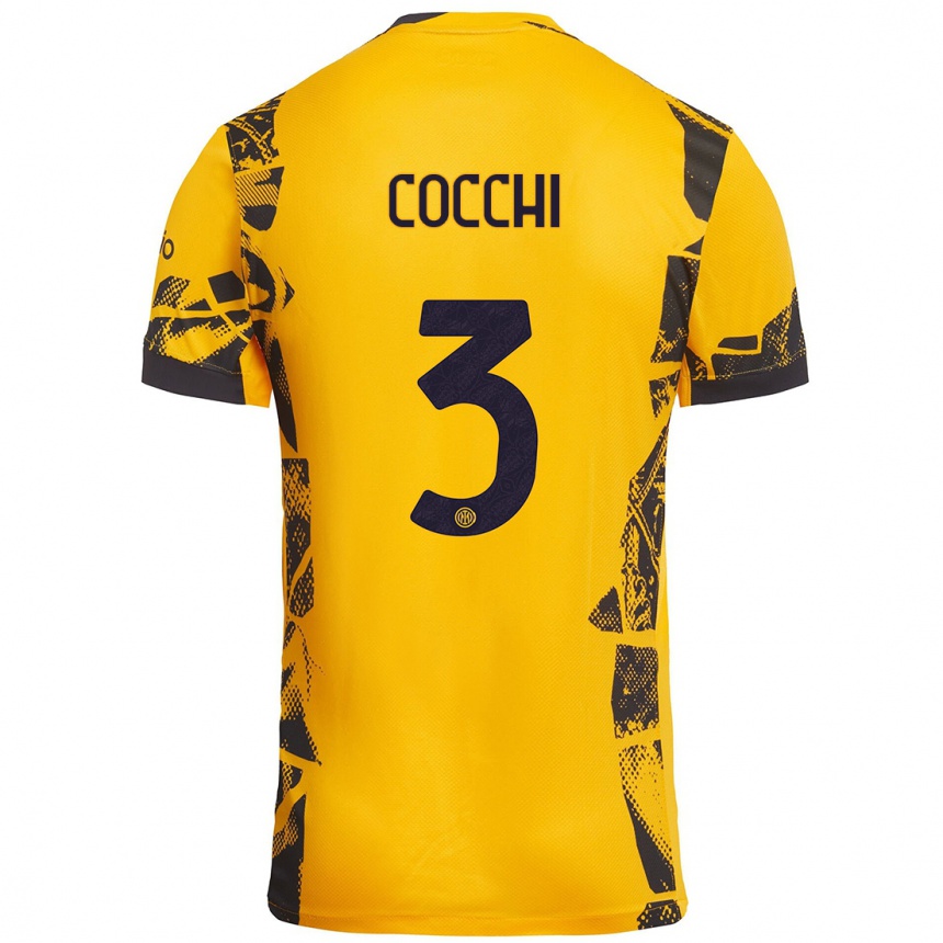 Enfant Football Maillot Matteo Cocchi #3 Doré Noir Troisieme 2024/25