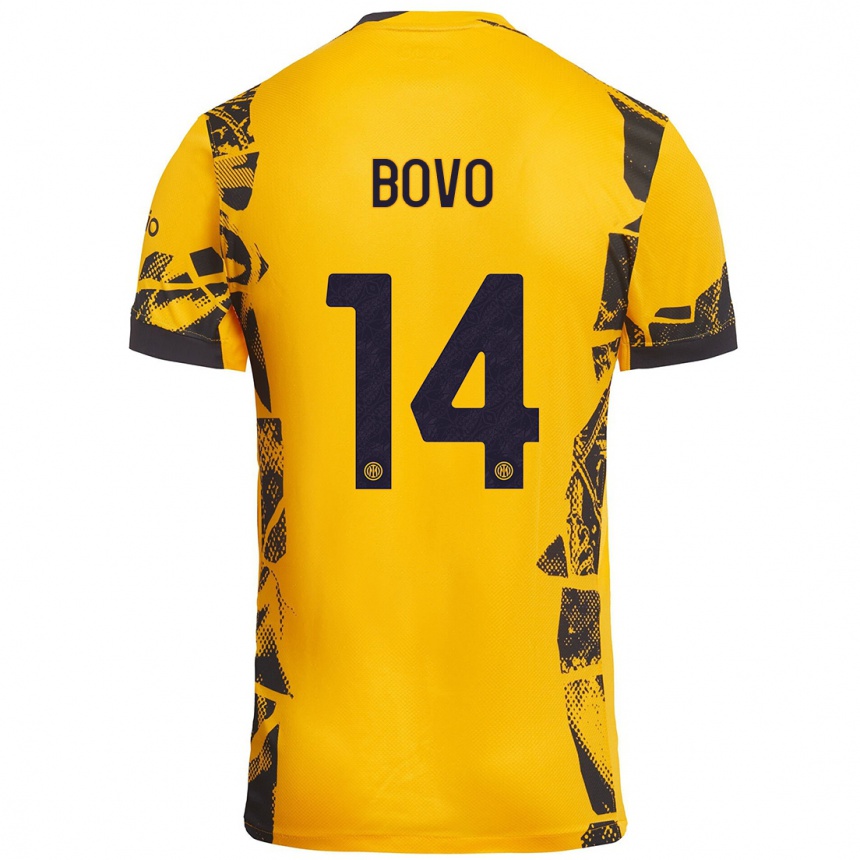 Enfant Football Maillot Leonardo Bovo #14 Doré Noir Troisieme 2024/25