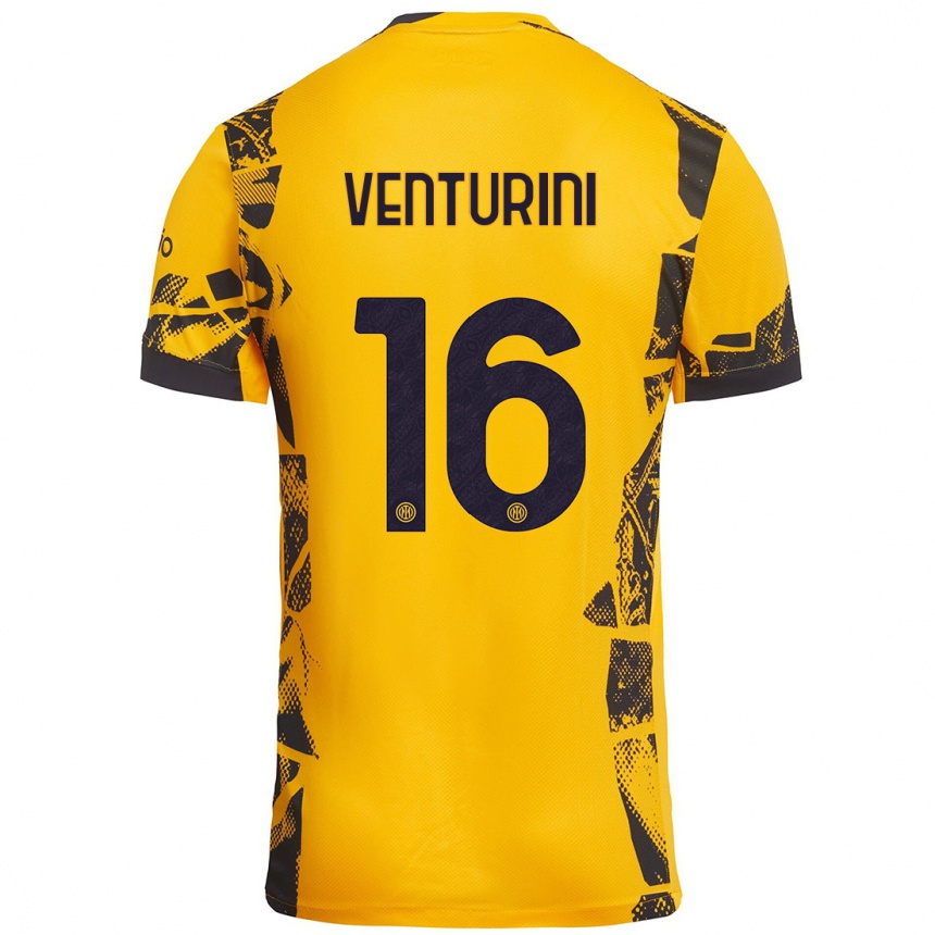 Enfant Football Maillot Matteo Venturini #16 Doré Noir Troisieme 2024/25