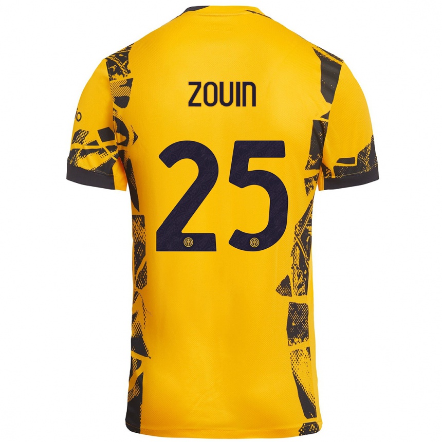 Enfant Football Maillot Aymen Zouin #25 Doré Noir Troisieme 2024/25