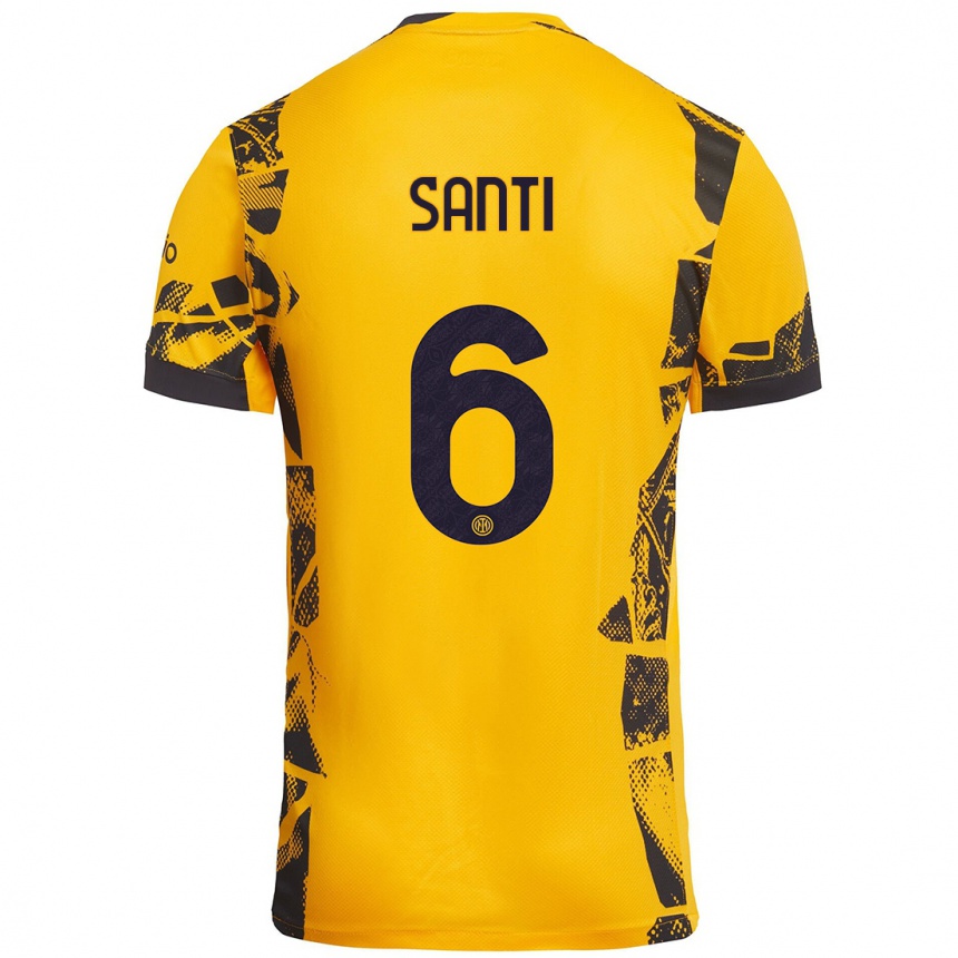 Enfant Football Maillot Irene Santi #6 Doré Noir Troisieme 2024/25