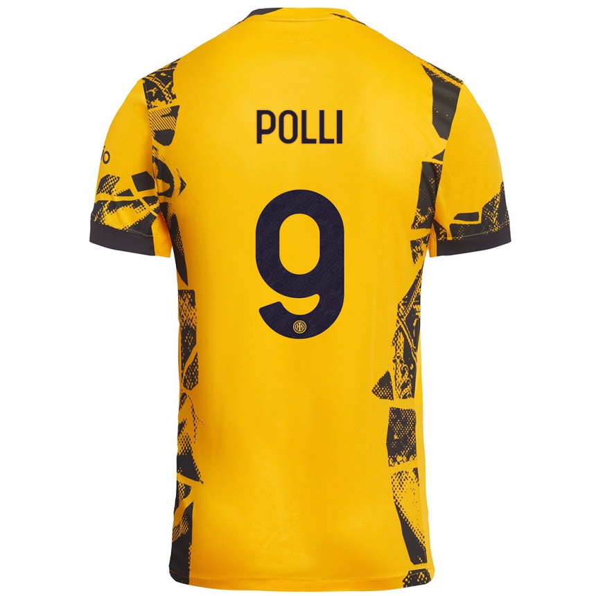 Enfant Football Maillot Elisa Polli #9 Doré Noir Troisieme 2024/25