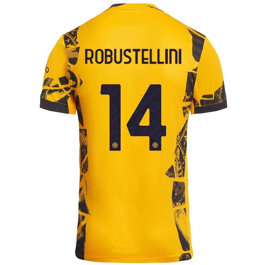 Enfant Football Maillot Chiara Robustellini #14 Doré Noir Troisieme 2024/25