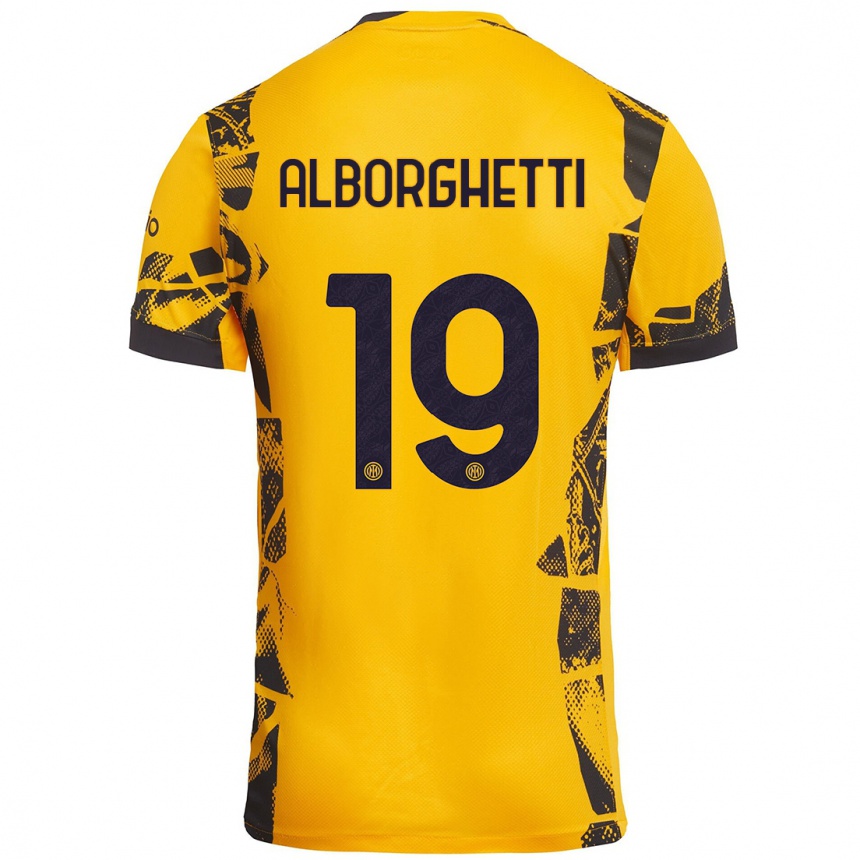 Enfant Football Maillot Lisa Alborghetti #19 Doré Noir Troisieme 2024/25