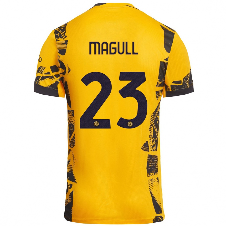 Enfant Football Maillot Lina Magull #23 Doré Noir Troisieme 2024/25