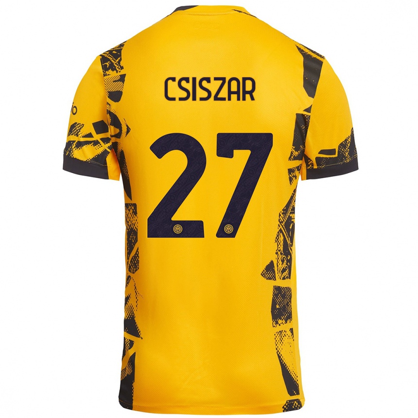 Enfant Football Maillot Henrietta Csiszár #27 Doré Noir Troisieme 2024/25