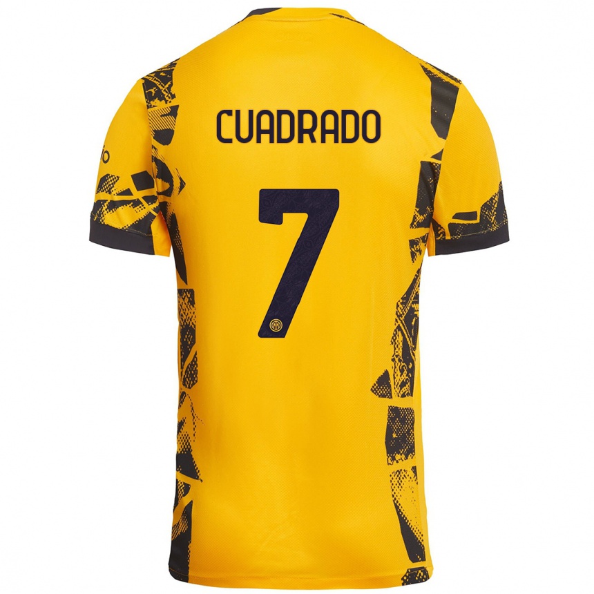 Enfant Football Maillot Juan Cuadrado #7 Doré Noir Troisieme 2024/25