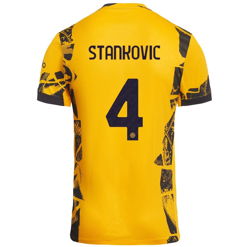 Enfant Football Maillot Aleksandar Stankovic #4 Doré Noir Troisieme 2024/25