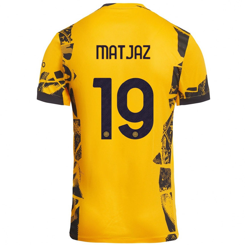 Enfant Football Maillot Samo Matjaz #19 Doré Noir Troisieme 2024/25