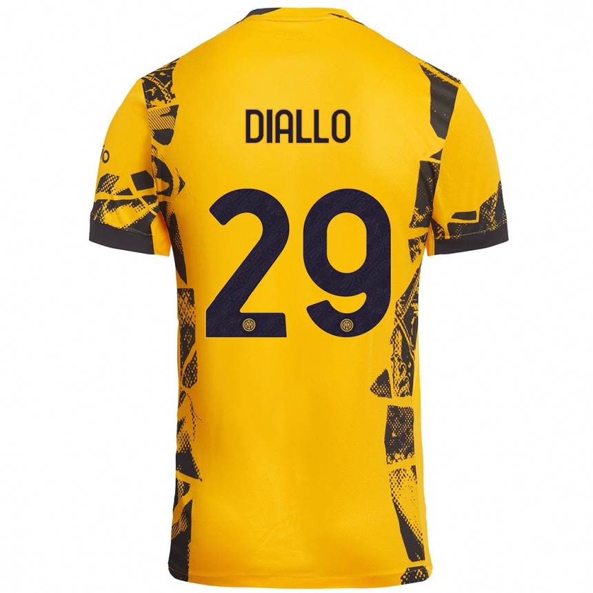 Enfant Football Maillot Oumar Diallo #29 Doré Noir Troisieme 2024/25